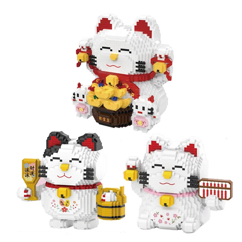 

2103pcs+Small Particle Building Blocks Kawaii Plutus Lucky Cat DIY Bricks Toys for Children Adult Gifts Decor Collection