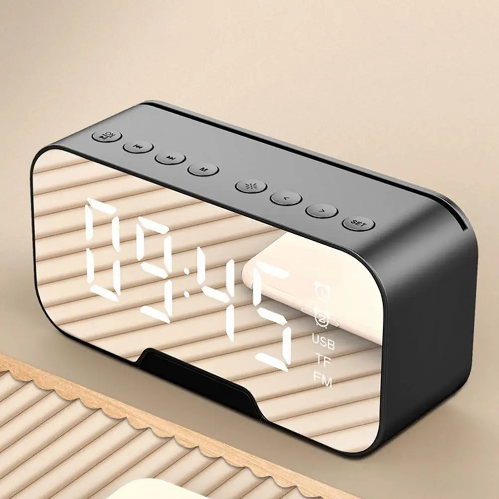 Беспроводная Bluetooth-Колонка s FM-радио светодиодные зеркальные часы сабвуфер