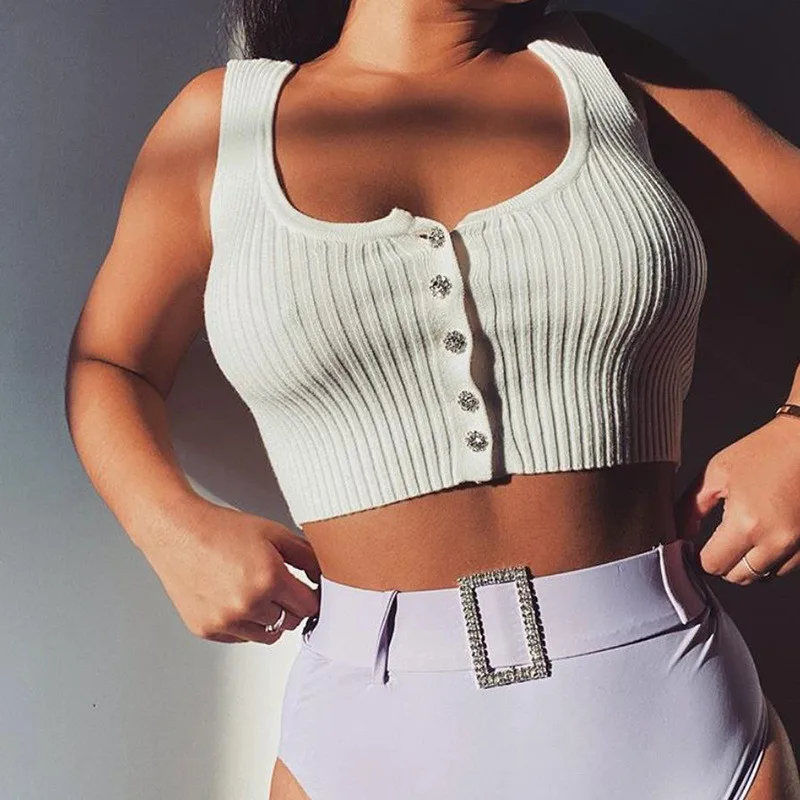 Футболка женская Базовая на пуговицах пикантный Повседневный трикотажный топ в