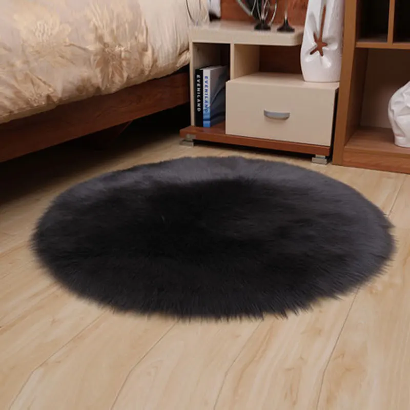 Коврик OIMG из искусственного меха Пушистый Ковер круглой формы 6 см ворс для