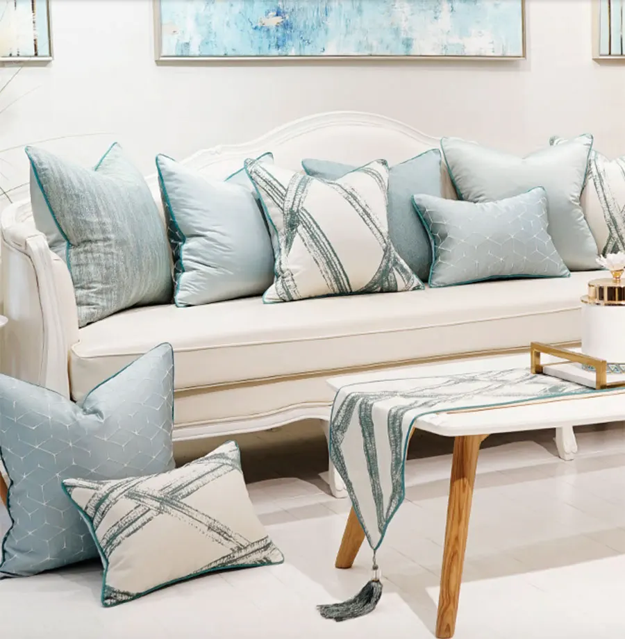 Элегантная Модная синяя Геометрическая Подушка/Чехол almofadas современный дизайн