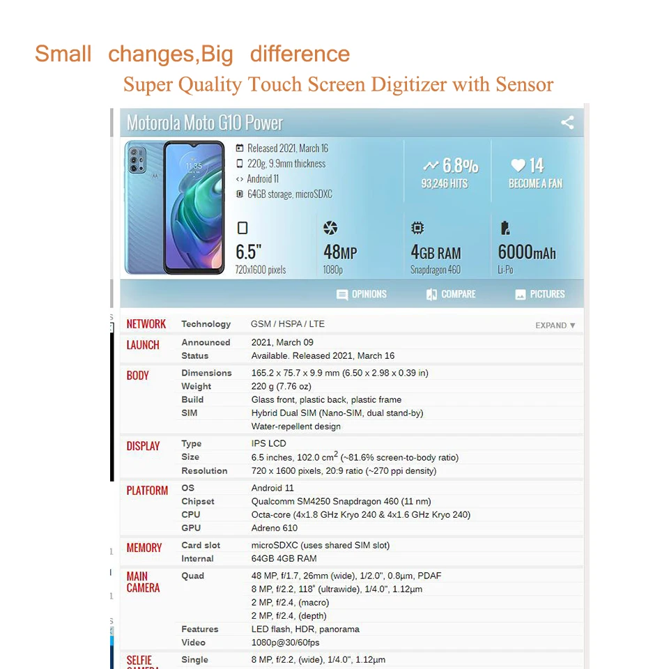 10Pcs/Lot For Motorola Moto G10 Power Touch Screen Front Outer Glass Panel Lens For Moto G10 Power PAMR0002IN LCD Front With OCA