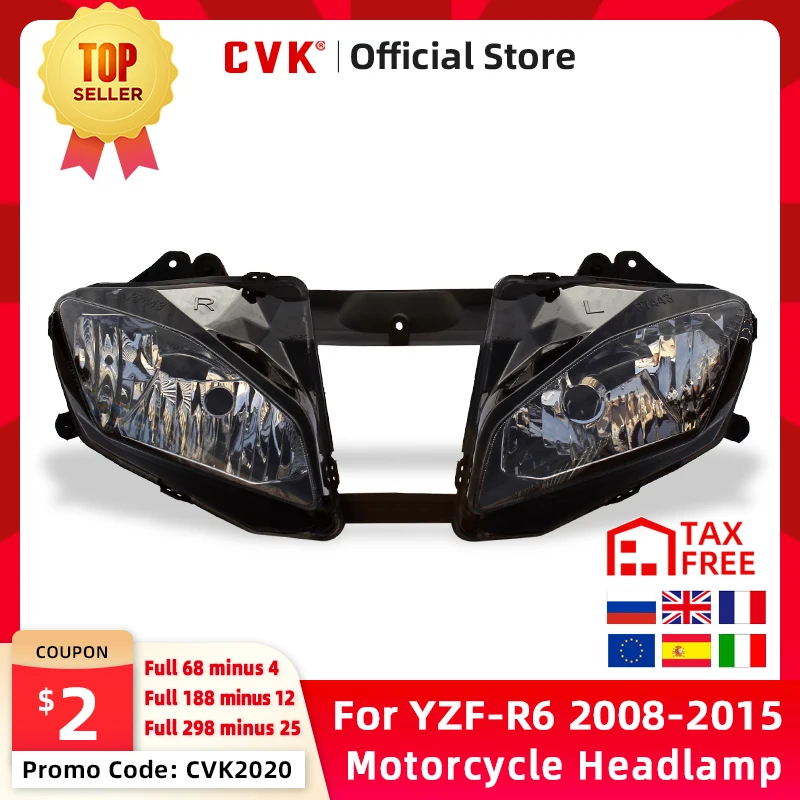 CVK фара мотоцикла налобный фонарь для YAMAHA YZF 600 R6 2008 2009 2010 2011 2012 2013 2014 2015 08 15 лампа| |