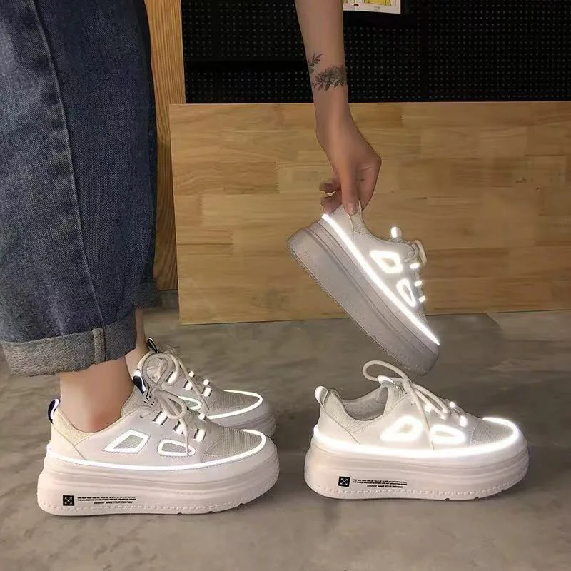 Женские кроссовки на платформе Белые Повседневные Удобные с вулканизированной