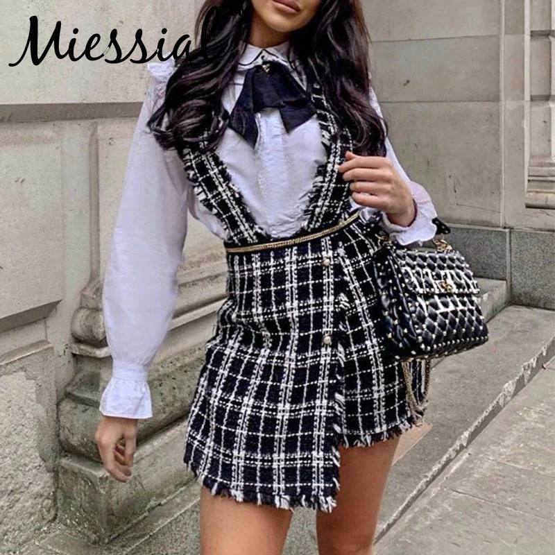 Miessial, твид, высокая талия, элегантная юбка-шорты, юбка-брюки, женские сексуальные вечерние юбки, для клуба, бахрома, ремень, а-силуэт, мини-юбка
