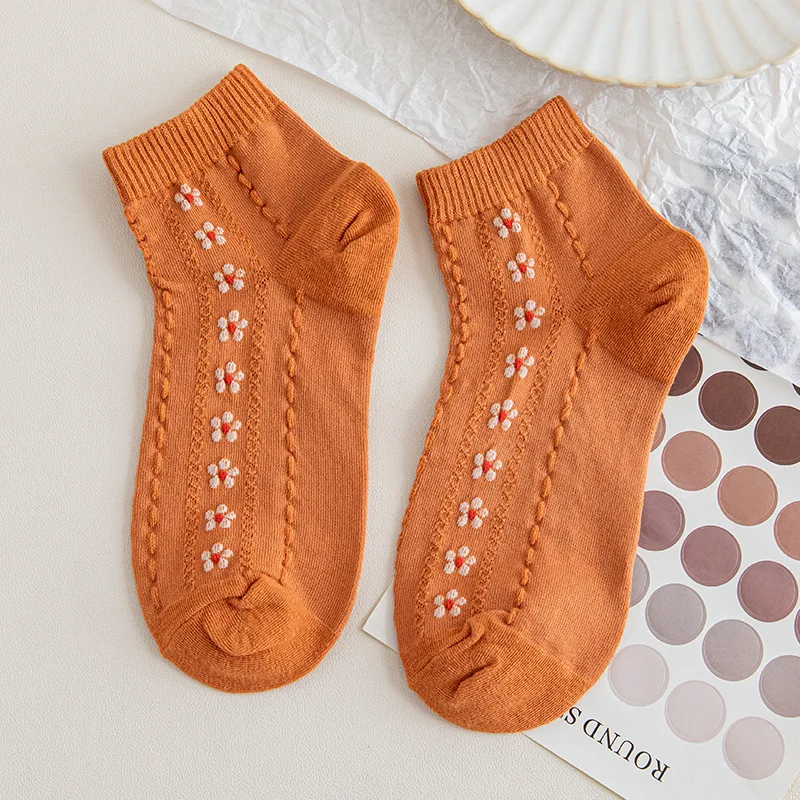 

SP&CITY Summer Woman Socks Vintage Happy Frilly Socks Cute Floral Embroidery Cotton Socks For Sweet Girl Clothing Accessories