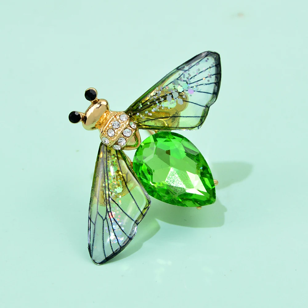 CINDY XIANG New Cute Insect Bee Brooch Pins For Women Big Crystal Honeybee With Ttranslucent Wings Brooches Corsage Jewelry Gift | Украшения