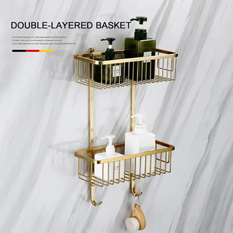 2 Square Basket Smesiteli роскошный золотой набор оборудования для ванны 304 нержавеющая сталь матовый бумажный держатель полотенец мыльница, ванная продукт - Цвет: 2 Square Basket