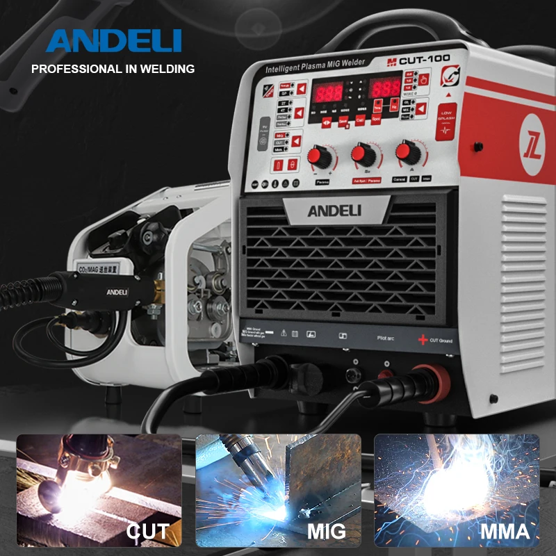 

ANDELI Three Phase 380V Plasma Cutter MCUT-100 CUT MIG MMA 3 in 1 Plasma Cutting Machine with Pilot Arc Non-Contact Cutting