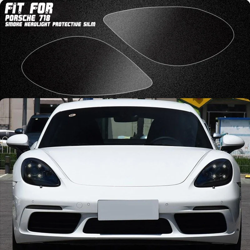 

New Car LH+RH Smoke TPU Headlights Protective Precut Film Sticker Cover Trim Fit For Porsche 718