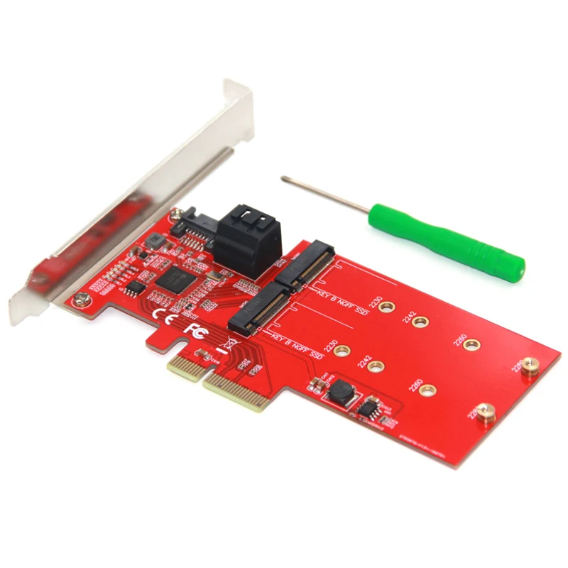 M2 SATA Raid контроллер карты PCI Express X4 на 2 порта 3 0 6 Гбит/с + M.2 NGFF SSD B Key Поддержка RAID0 RAID1