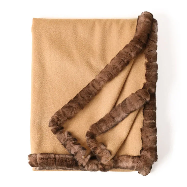 CAVME 2 Beige Новинка 99%! кашемировое пончо из пашмины. Роскошный шарф для женщин. Элегантные шарфы из натурального меха. Одноцветные шарфы - Цвет: CAVME 2 Beige