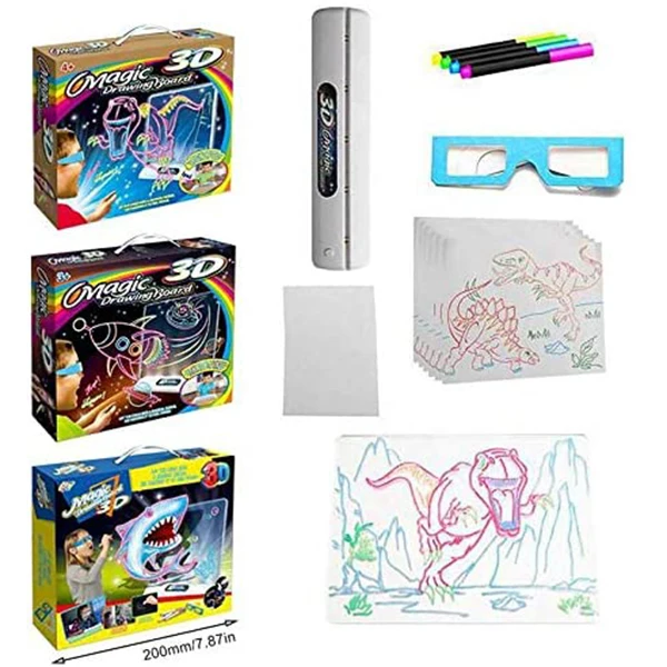 

2020 Magic 3D Drawing Board 3D Flash 3D Sketchpad Painting Early Learning DIY Toys Children Kid Painted Board