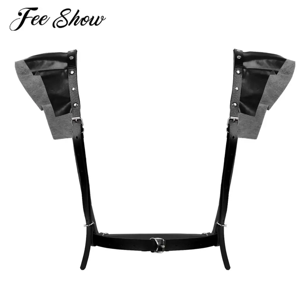

Harness Womens Punk Adjustable Faux Leather Ruffle Shoulder Straps Harness Waist Belt for Music Festival Dance Club Theme Party