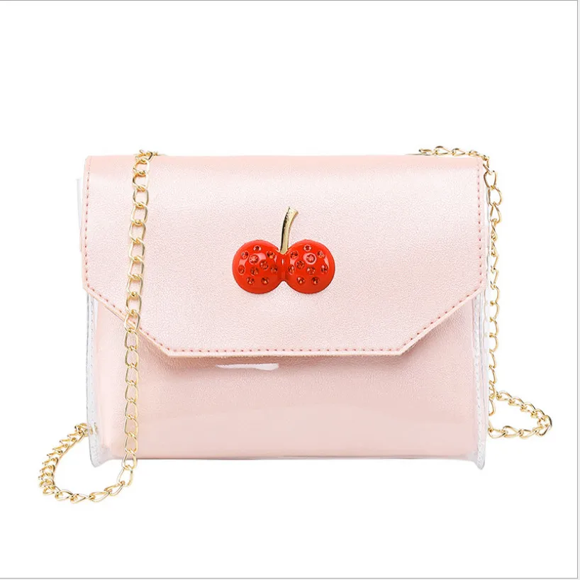 

New Women Transparent PVC Leather Cherry Handbag Shoulder Lady Cross Body Bag Tote Messenger Satchel Purse