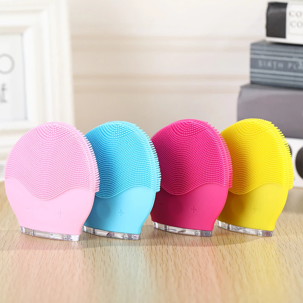 

Sonic Electric Facial Cleaning Brush IPX7 Waterproof Powered Face Cleanser Brush Silicone Skin Pore Cleaner Massage