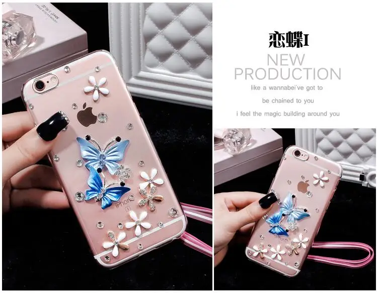 For HuaWei Nova 3 3i 5 6 SE Y5 Y6 II Y7 Y9 Prime 2018 2019 Honor Play Enjoy 10 10s Butterfly Diamond Flower Rhinestone case | Мобильные