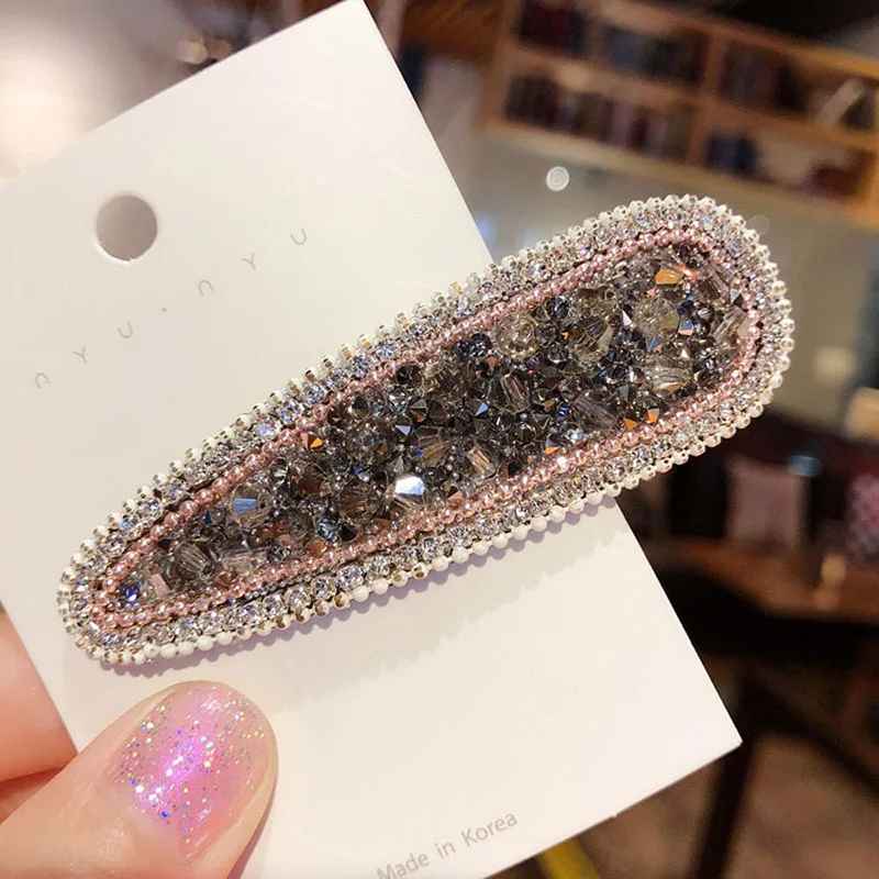 

Girl Crystal Hair Clips Temperament Full Diamond Rhinestone Elegant Barrettes Hairgrips Women Hair Accessories Square Waterdrop