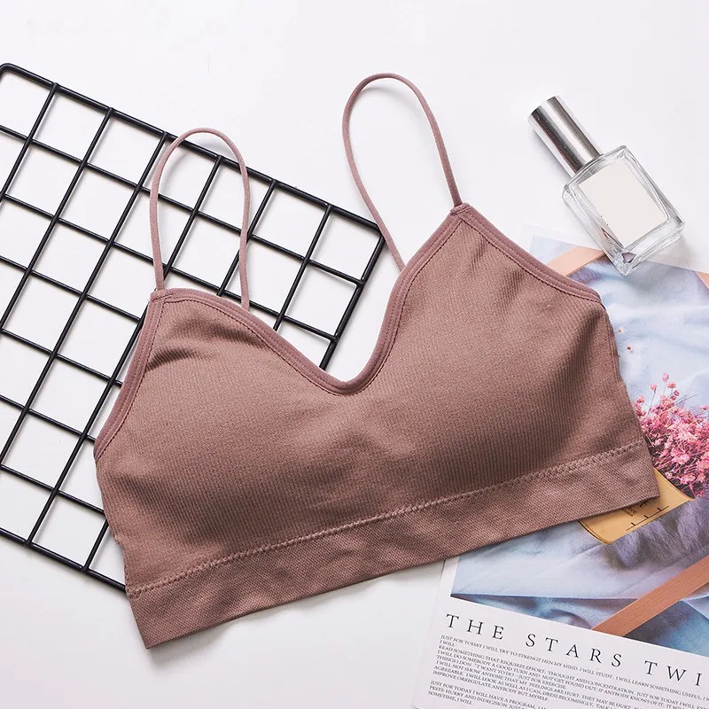

Women Bra Top Push Up Wireless Padded Tube Tops Bralette Sexy Lingerie Thin Strap Tank Top