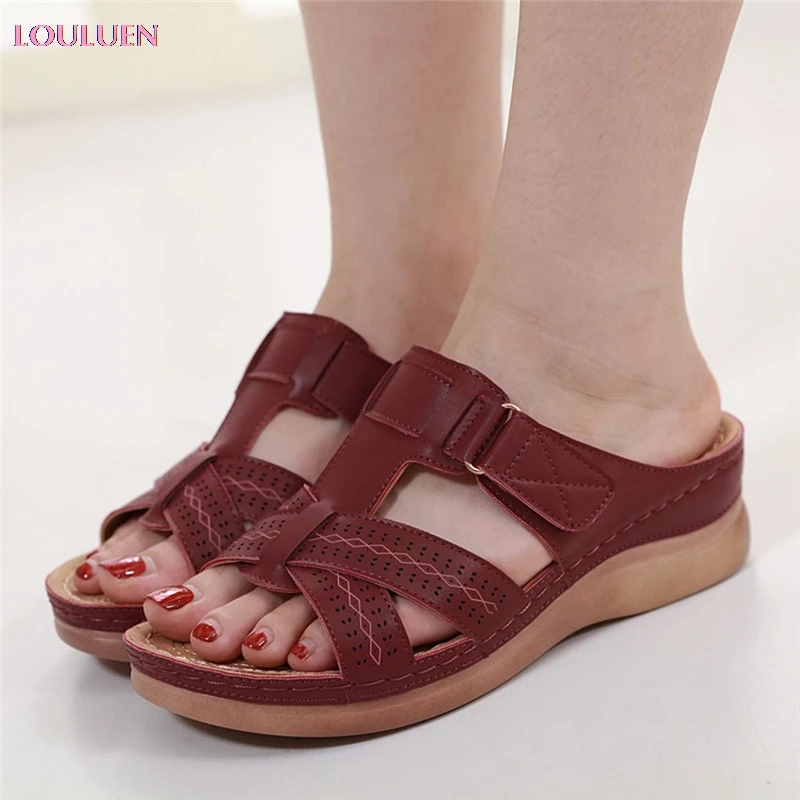 Сандалии LOULUEN женские с открытым носком пикантные удобные босоножки на танкетке