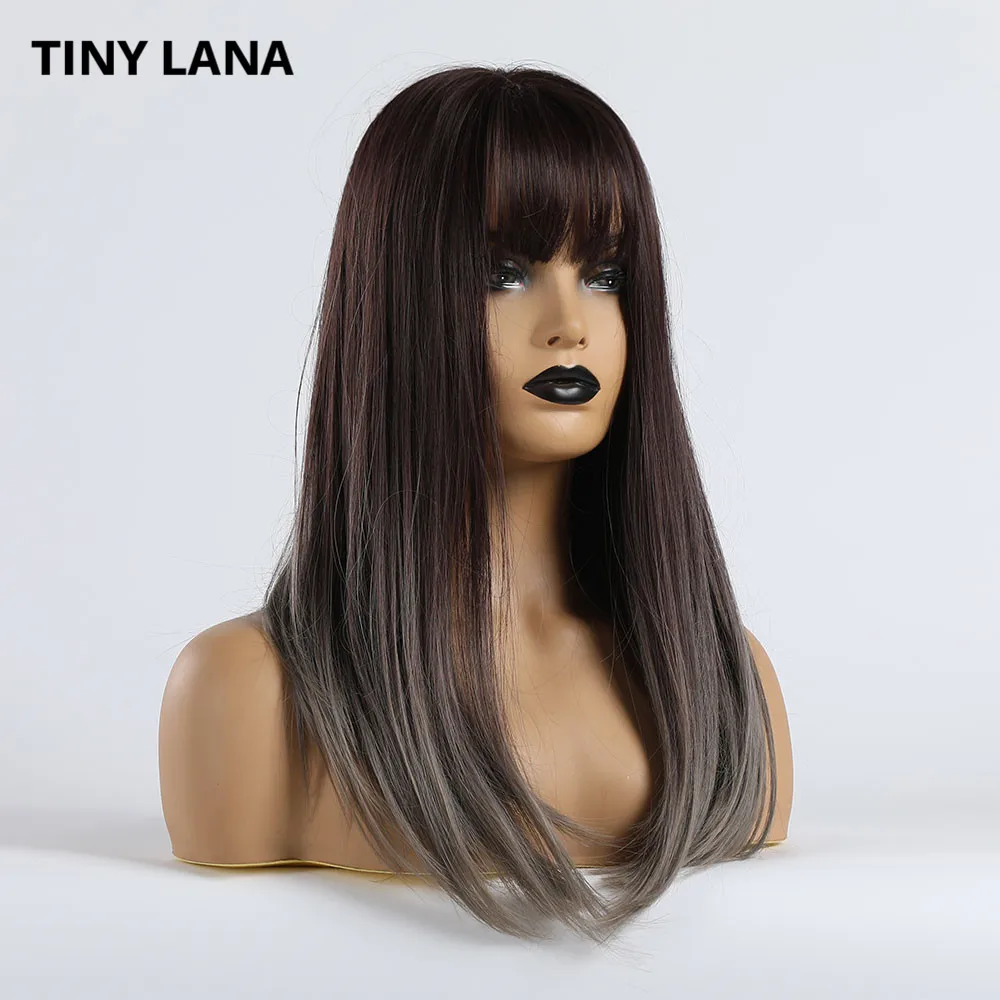 Крошечный LANA высокотемпературный волоконный длинный прямой Омбре черный