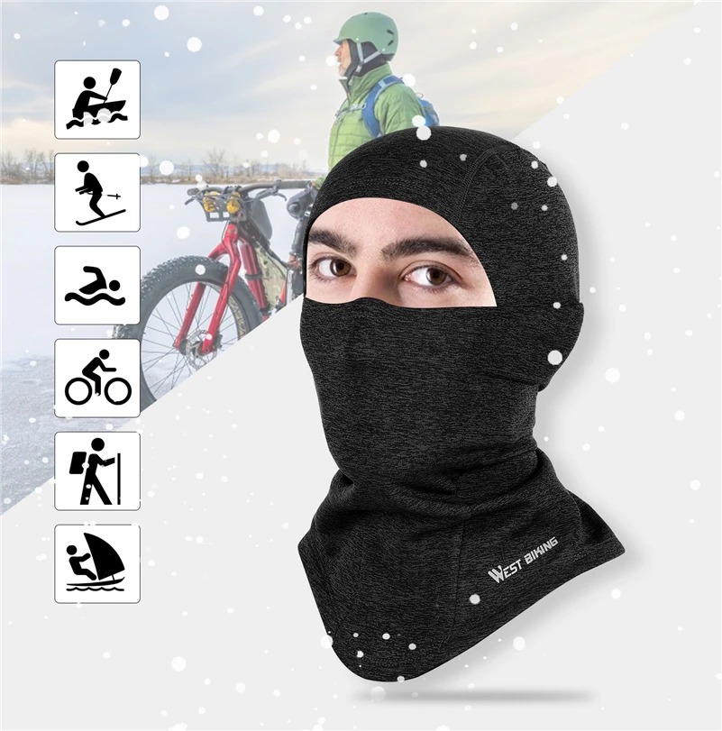 

Маска для лица WEST BIKING, зимняя спортивная шапка, велосипедная Балаклава, флисовый велосипедный шарф, теплая шапка для шеи, шапка для лыжного с...