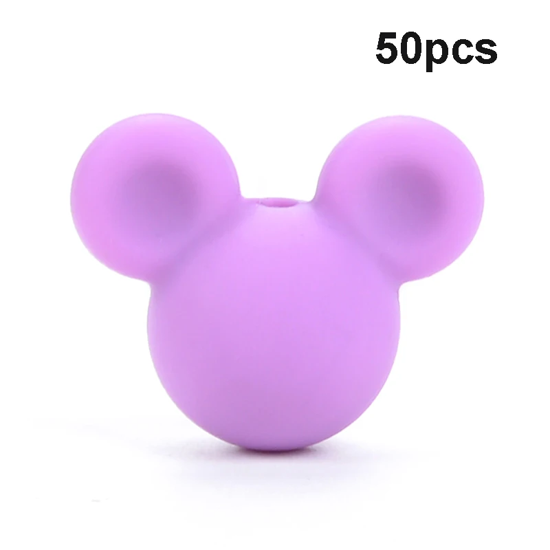 Medium purple LOFCA 50 шт силиконовые бусины для прорезывания зубов Микки детские бусины для прорезывания зубов силиконовые бусины пищевого качества BPA бесплатно DIY Изготовление ожерелий с подвесками - Цвет: Medium purple