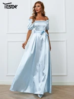 yesexy maxi off shoulder puff sleeve satin women party dresses sexy backless elegant evening vestidos fashion dress 2022 long