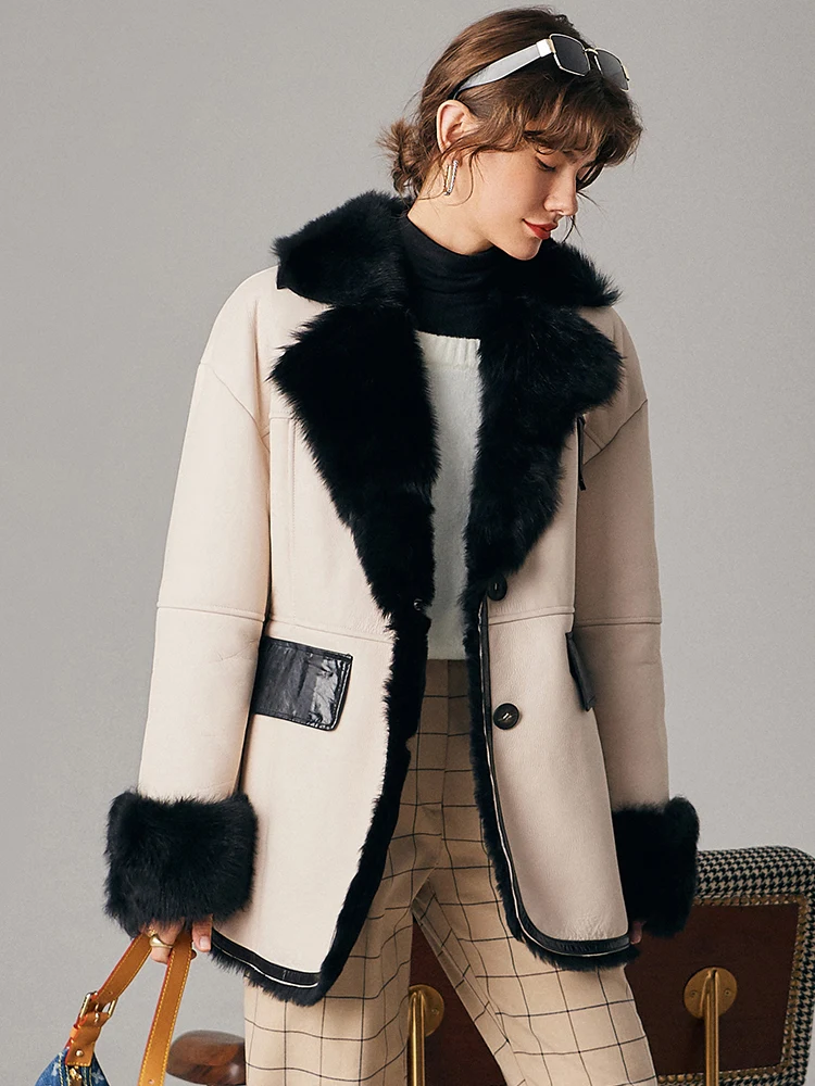 

JCHB 2021 Real Fur Coat Female Autumn Winter Clothes Women Warm Sheep Shearling Jacket Woman Korean Fashion Mujeres Abrigos Pph