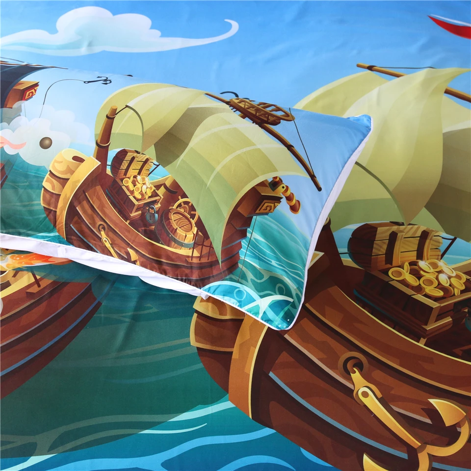 Комплект постельного белья с 3d изображением пиратов комплект пододеяльником и