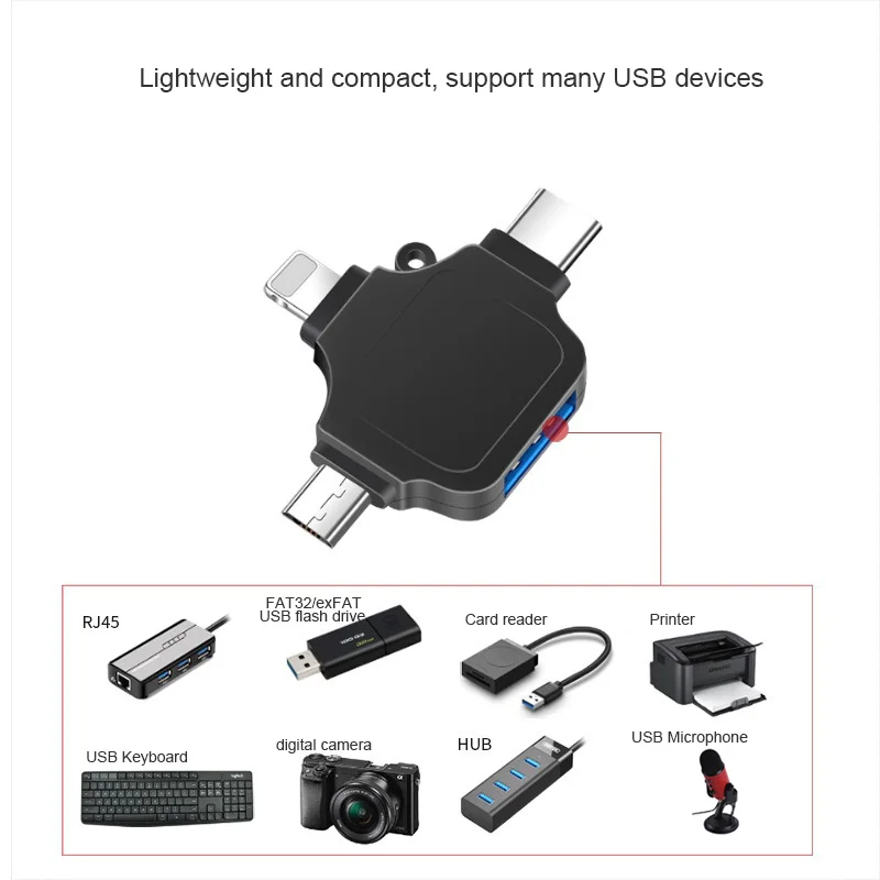 Адаптер OTG USB 3 0 в 1 для iphone Micro Android USB-C type c к конвертер lightning адаптер флэш-накопителя