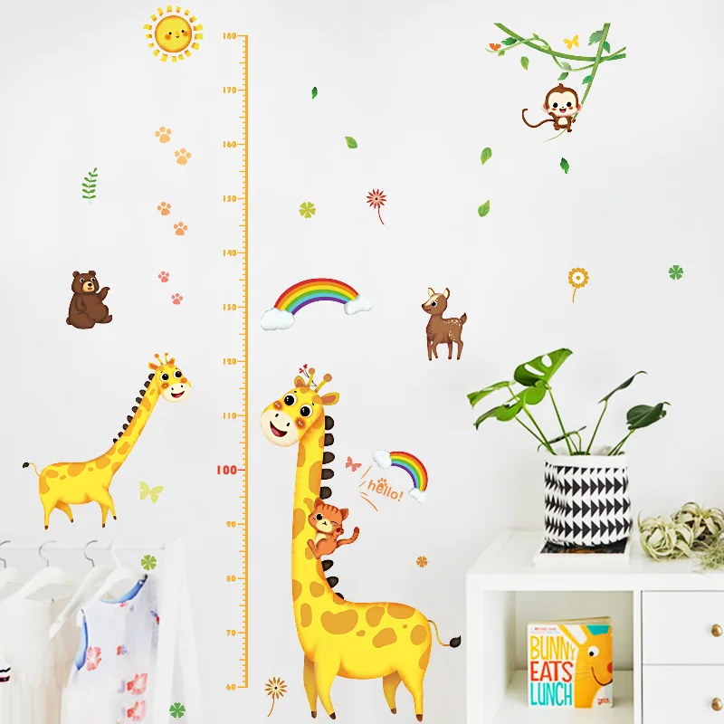 

Height Measure Wall Stickers for Baby Rooms Cartoon Animals Wall Decal for Kids Rooms Growth Chart Nursery Room Decor Wall Art