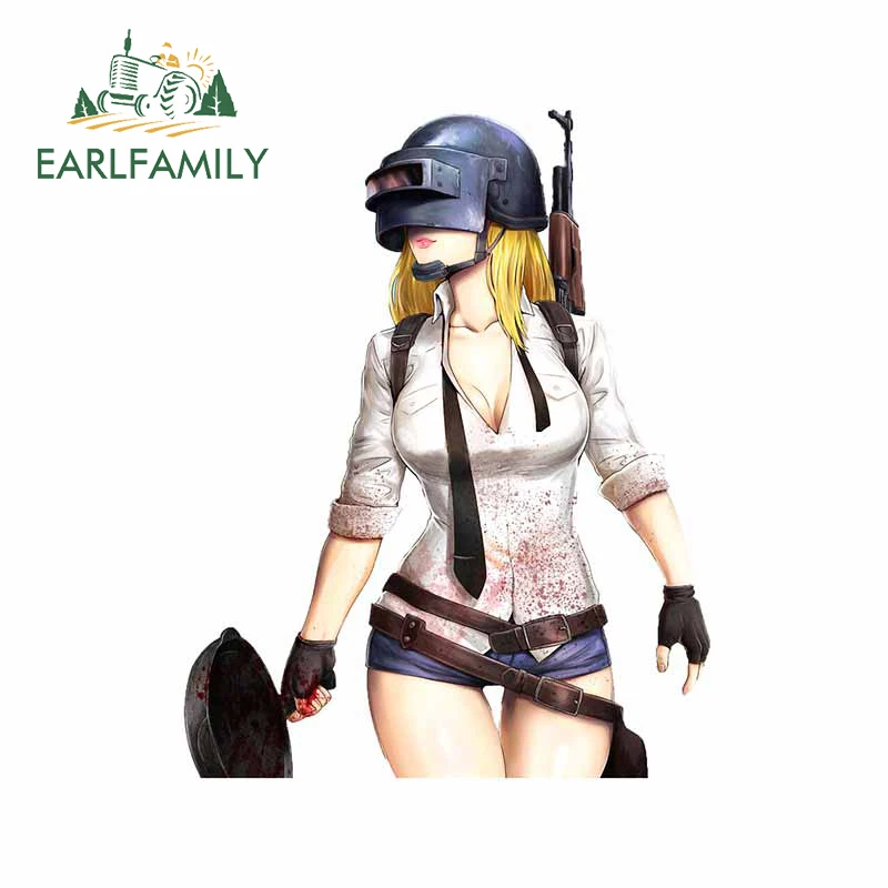 

EARLFAMILY 13cm x 10.1cm for The PUBG Girl Car Stickers Trunk Windshield Decal Motorcycle Waterproof Snowboard Vinyl Car Wrap