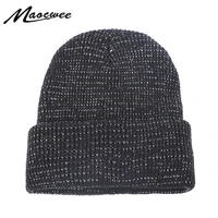 fashion luminous beanies hat female men autumn winter outdoor knittingtrendy hat personal solid color melon bonnet hip hop caps