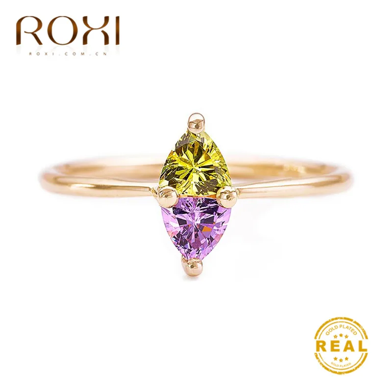 Gold ROXI модное роскошное кольцо из разноцветного золота с цирконием, женское кристаллическое Украшение «конский глаз», изящное обручальное кольцо со стразами, ювелирные изделия - Цвет основного камня: Gold