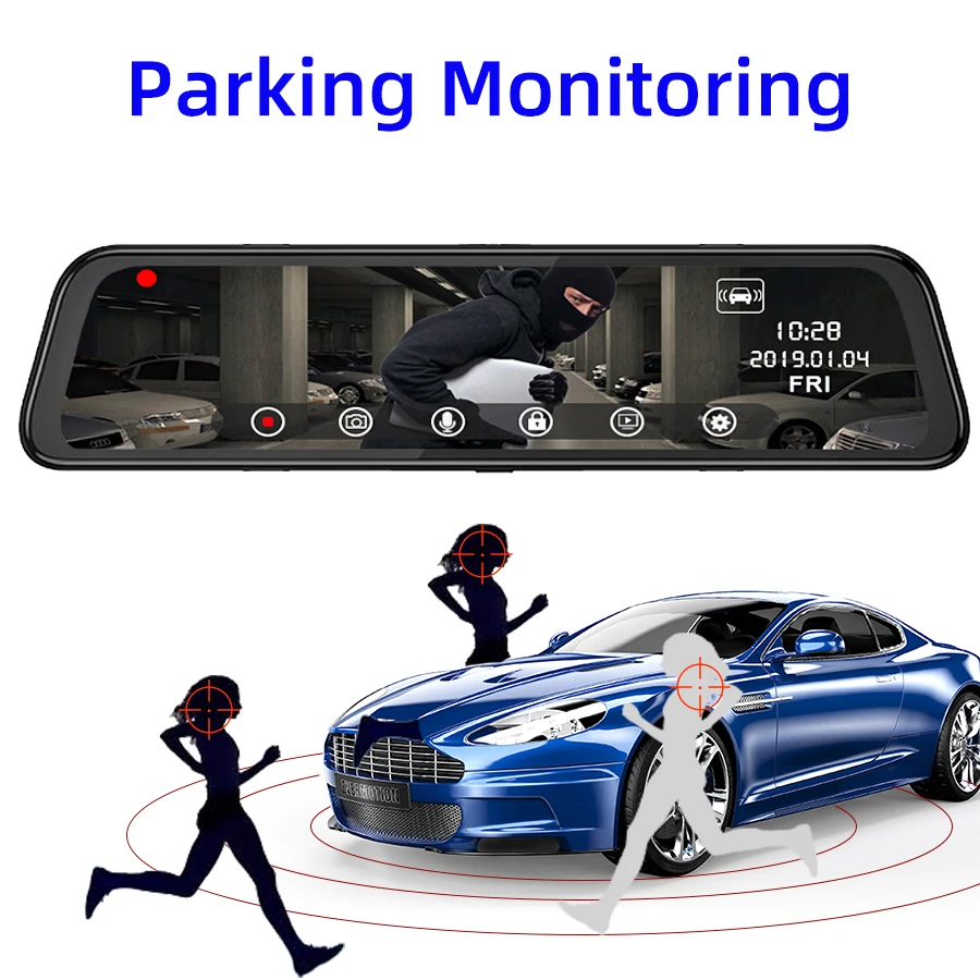 Автомобильный видеорегистратор Bluavido 4G Android 12 дюймов GPS навигация ADAS FHD 1080P двойная