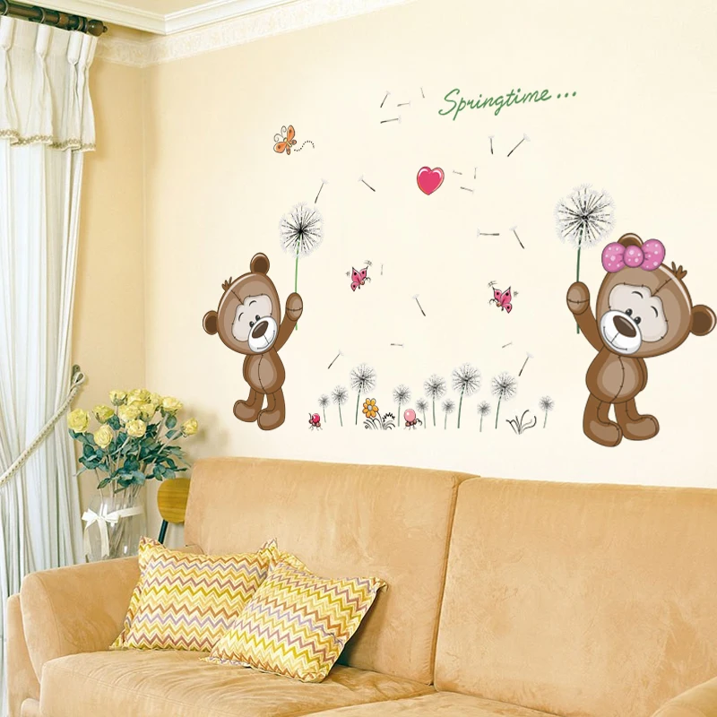 

Brown Bears Wall Sticker For Kids Room Home Decor Nursery Wall Decal Children Baby House Mural