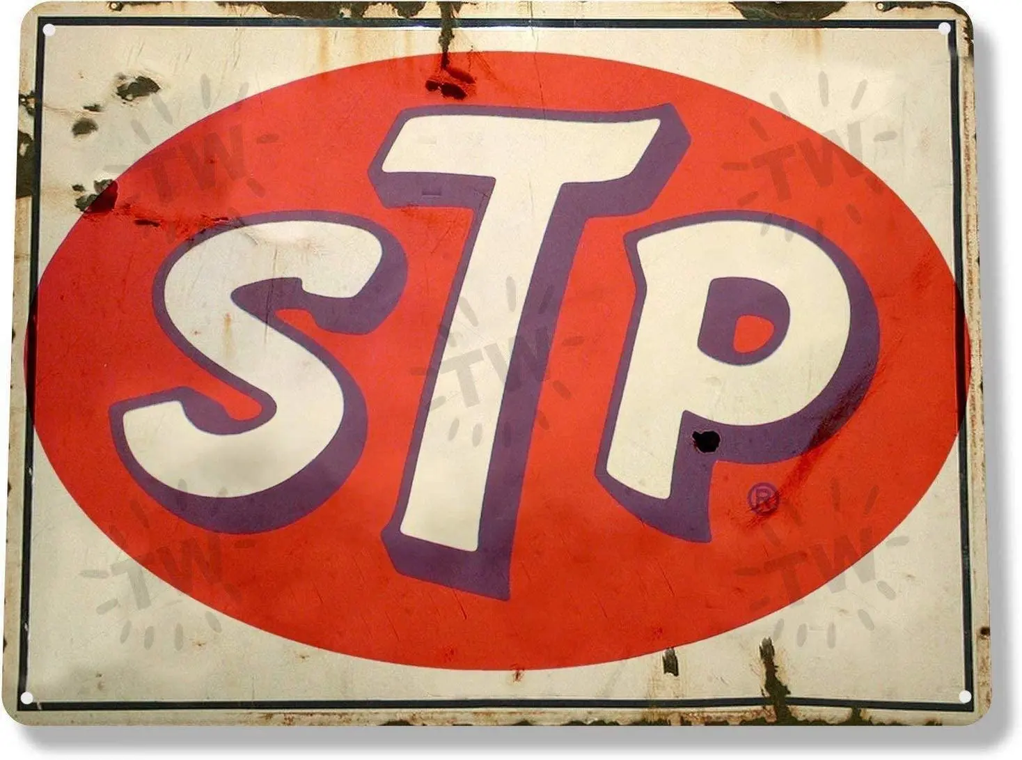 

Lplpol Funny Signs STP Motor Oil Gas Oil Garage Auto Shop Rustic Metal Decor Sign 10" x 14"