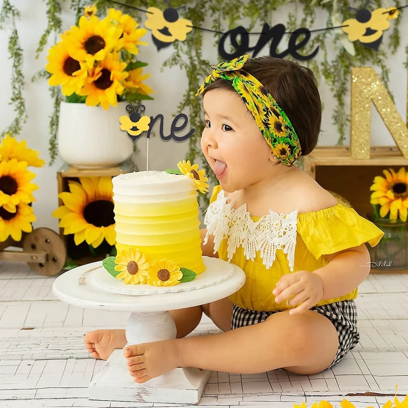 Фото плакат PATIMATE на первый день рождения желтая пчела украшения для