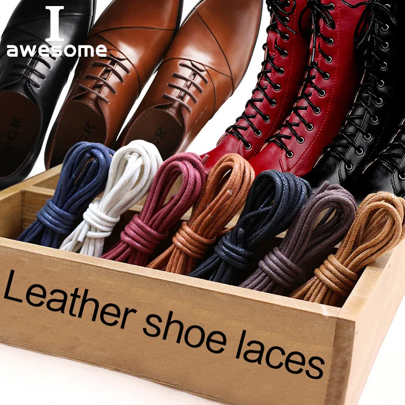 

1Pair Waxed Cotton Round Shoe laces Coloured Leather Shoes lace Waterproof ShoeLaces Men Martin Boots Shoelace Shoestring
