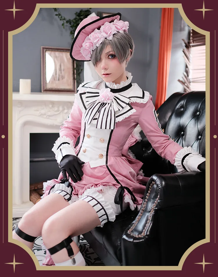 Аниме Черный дворецкий костюм для косплея Ciel Phantomhive Robin платье лолиты на Хэллоуин B