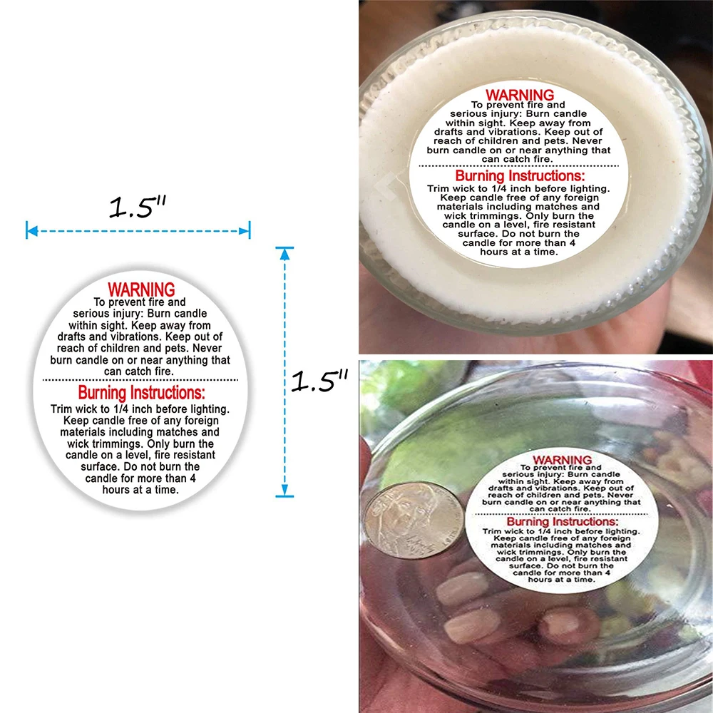 

500pcs/roll 3.8cm Double Row Candle Label Candle Sticker Jar Container Vow Candle Label Warning