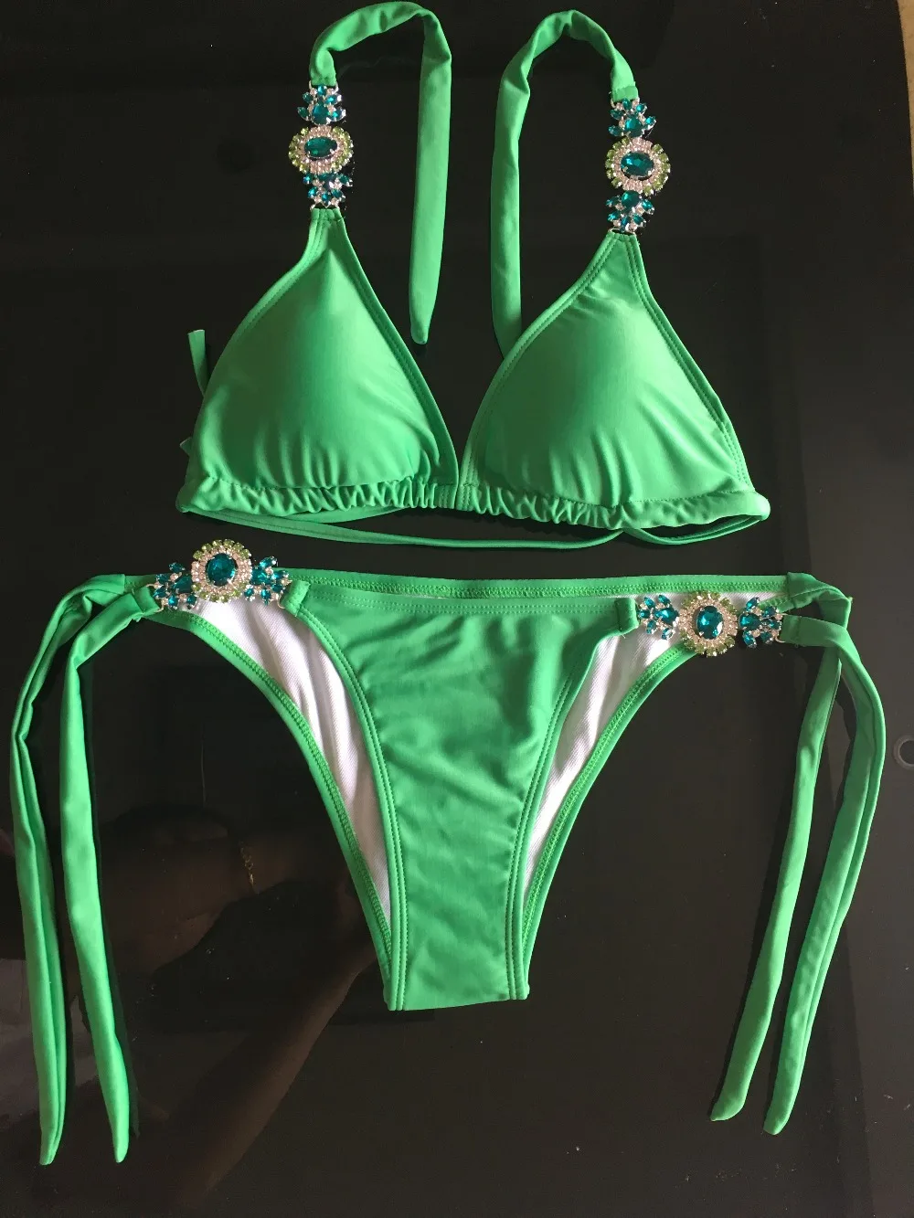 

Sexy Women Crystal Bikini Rhinestone Swimwear Female Brazilian Biquini Micro Bikinis Swimsuit Tiny Bathing Suit for Beach Wear