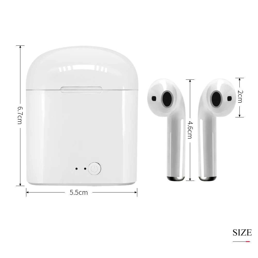 Tws i7s наушники mi ni Hi-Fi стерео Bluetooth настоящие беспроводные включают чехол для