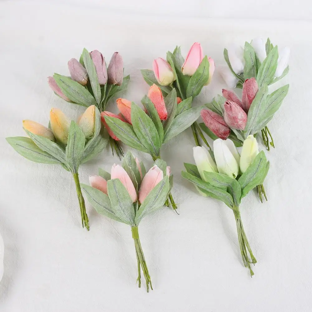

Anti-fall 1 Bouquet Durable Everlasting Eye-catching Fake Flower Bouquet Plastic Simulation Tulip Charming Table Decor