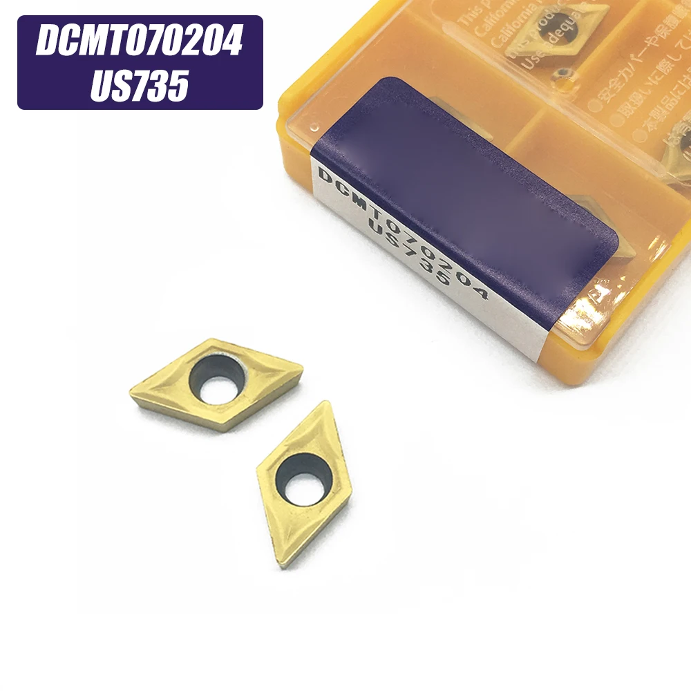 10 шт. DCMT070204 US735 карбидные вставки внутренний токарный инструмент DCMT 070204 торцевые