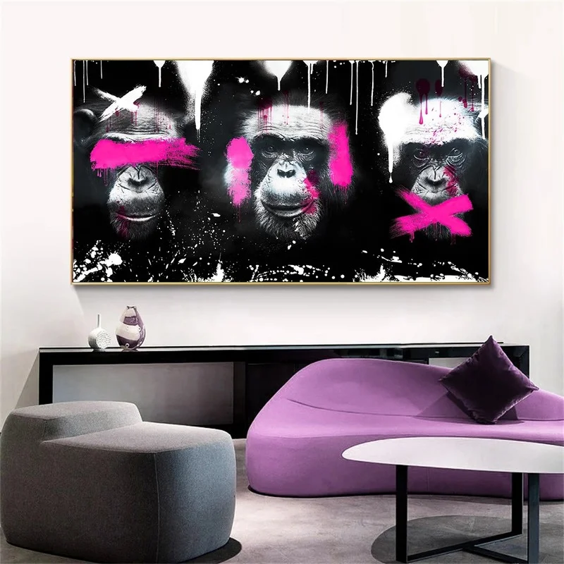 

Animal Graffiti Street Art Canvas Painting Abstract Orangutan Poster And Prints Wall Art Modern Pictures For Home Decor No Frame