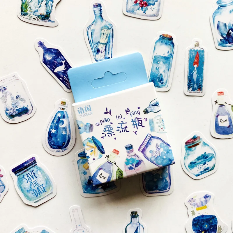 50 шт./упак. милые романтические дрейфующие бутылки бумажные наклейки