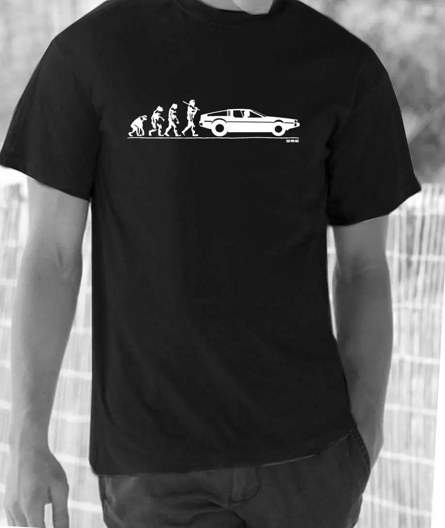 

New 2019 Summer Style T-Shirt Print Tee Shirt for Male Evolution of Man, Classic American Car Fans Logo Shirts