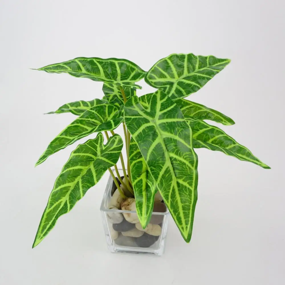

Artificial Plant Fake Leaves Plastic Feel Simulation Green Taro Leaf Office Green Plants Home Potted Decoration